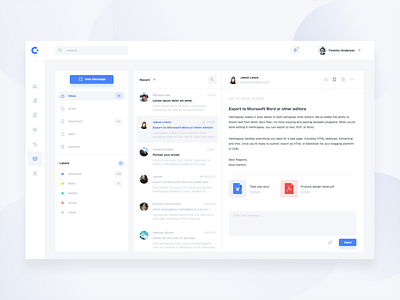 Email Dashboard app chat clean dashboard email message ui ux web