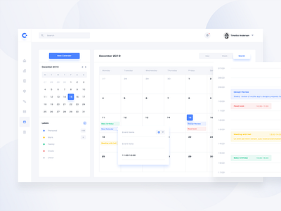 Calendar Day And Month app calendar clean dashboard day event month ui ux web