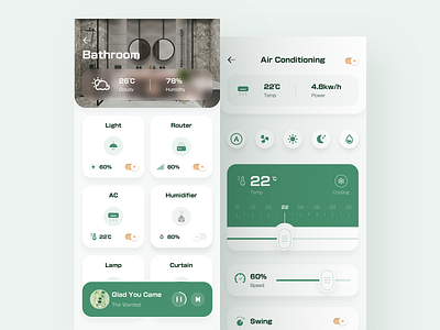 Smart Home 2 air conditioning app clean dashboard smart home ui ux weather