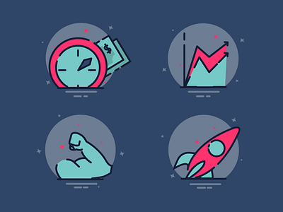 Infographic Cute Icons chart cute growth icon infographic money pink rocket strength time