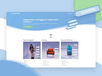 Landing Page - Image Annotation for E-commerce annotation curve ecommerce flat geometrical gradient icons illustration light pastel sketch tag