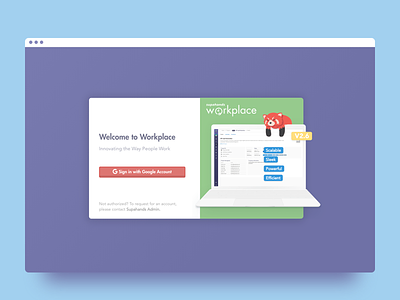 Login Page - Supahands Workplace 2.6 card google green illustration laptop login sign in simple