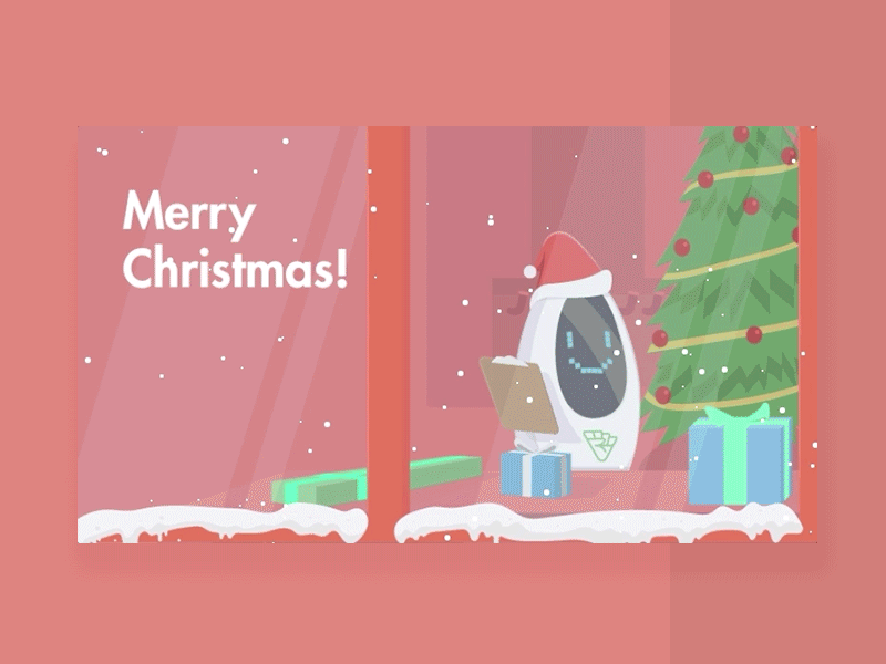 Christmas Dashboard Wish Card animation branding christmas christmas card design gifts illustration minimal robot simple snow snow flakes vector