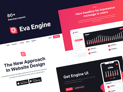 Eva Engine - Website UI Kit eva design eva engine ui kit web web design webdesign website website design