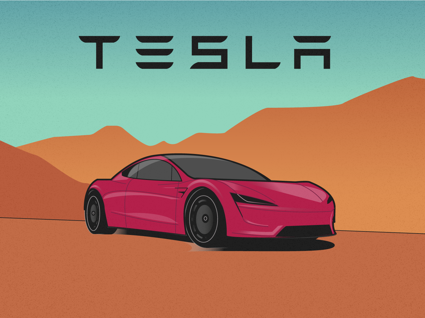 Tesla Roadster on mars