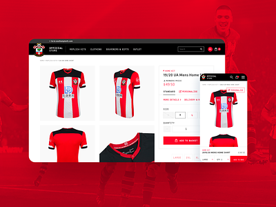 Southampton FC Retail Website case study clean digital ecommerce football interface product products red shopping sport ui ux