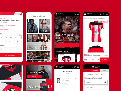 Southampton FC Retail Website case study clean digital ecommerce ecommerce app football interface mobile sport ui ux web design website