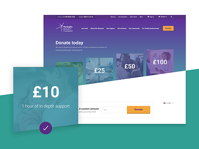 Meningitis Research Foundation x Delete branding case study charity digital gradient layout mobile ui ux website