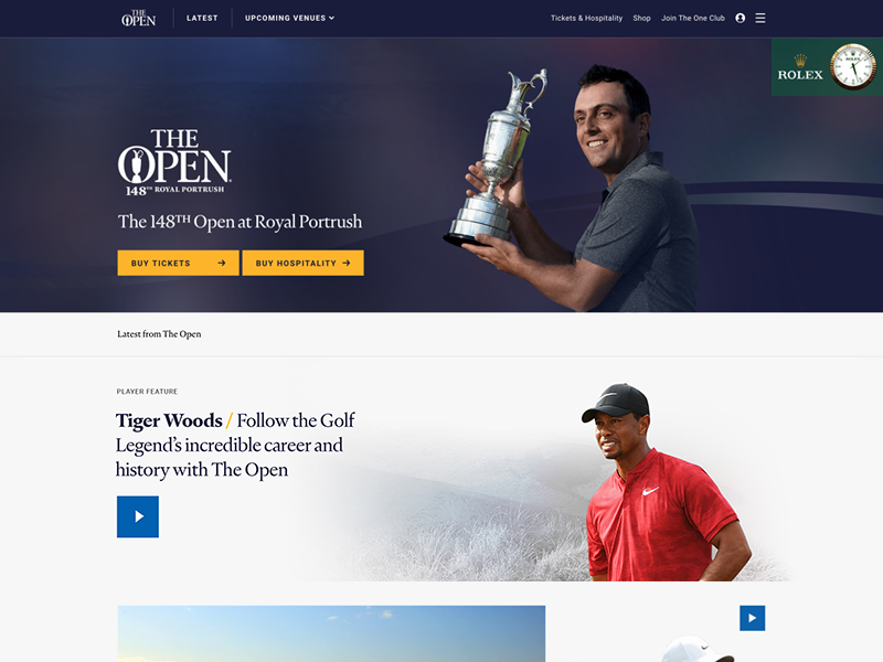 The Open x Delete web design interface clean the open golf sport ux ui digital case study website
