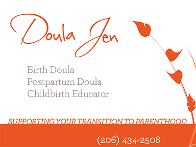 Doula Jen business card business card doula