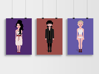 Iconic outfits celebrities design iconic illustration music outfits poster