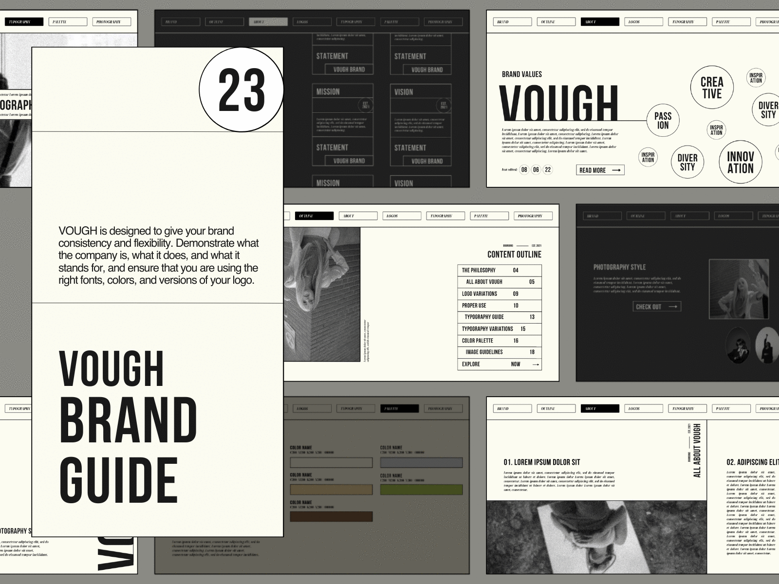 VOUGH | Brand Guidelines | Canva brand guide brand guide canva brand guidelines brand guidelines canva kit brand guidelines kit branding canva canva branding canva kit canva template kit creative brand guidelines design emphirium templates graphic design