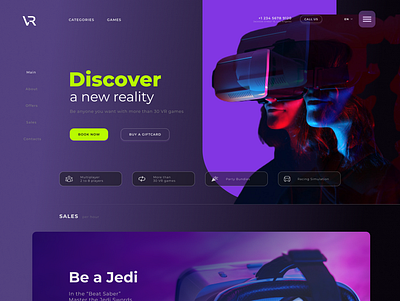 VR club Landing Page Design design figma landing page ux vr web design