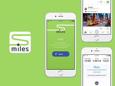 S.miles mobile app and logo app design jog jogging mile mobile run running