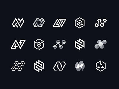 Northflank Draft Vector Sketches B/W Version 3d app arrow blockchain branding check mark circuit cube deploy gradient hexagon honeycomb icon identity junction letter n lettering logo path wire