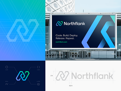 Northflank Branding Identity 3d app arrow blockchain branding check mark circuit cube deploy gradient hexagon hobeycomb icon identity junction letter n lettering logo path wire