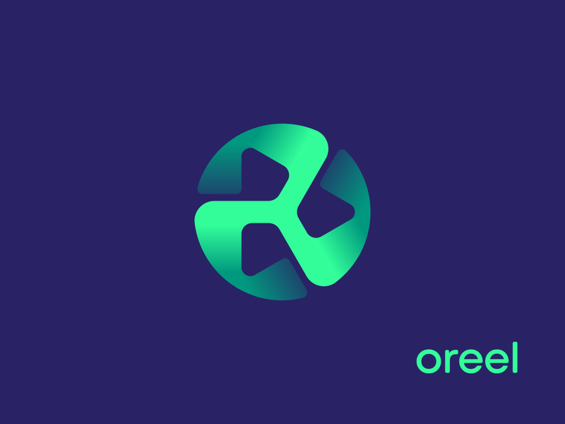 Oreel Logo Concept cinema logo reel logo film vr play augmented reality ar app icon pictogram unused icon gradient fan turbine junction hub letter o identity branding logo