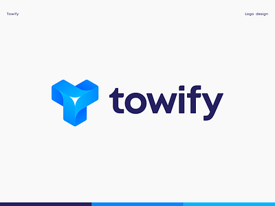 Towify Logo 3d logo branding custom flower identity isometry letter t lettering logo logotype mark startup symbol turbine typography