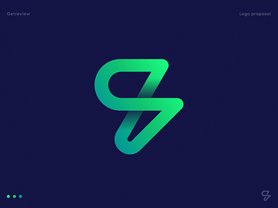 Getreview Logo Proposal 3d logo app logo bolt branding electric gradient icon identity letter g lightning line logo loop mark monogram neon perspective sign spark widget