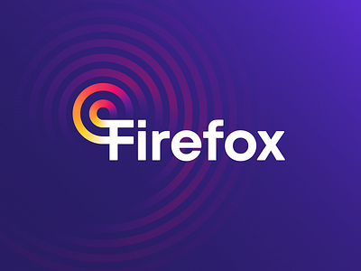 Firefox Logo Concept branding browser circles fire firefox fox gradient icon identity letter f lettering lettermark logo rays ripples signal stripes tail typography waves