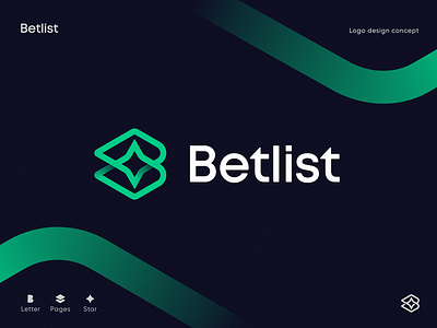 Betlist Logo Concept betting blockchain branding crypto currency finance for sale gradient identity layers letter b letter mark lettering list logo money pages sports star unused