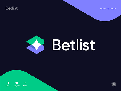 Betlist Logo Concept Flat betting branding for sale identity layers letter b lettering lettermark list logo pages sports star unused