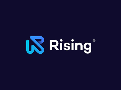 Rising Logo Concept arrow branding gradient identity letter r logo mark path