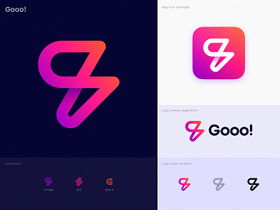 Gooo! Logo Concept bolt branding chat for sale gradient identity letter g logo loop mark message path premade sign stroke unused