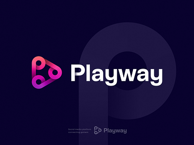 Playway Logo Concept app icon ar branding button logo connection for sale gaming logo gradient identity letter p logo media logo motion logo play logo social typography unused video logo vr