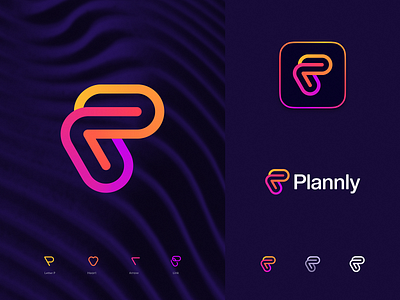 Plannly Final Logo app arrow branding calendar connection dating gay gradient heart icon identity letter p lgbt link logo love plan pride scheduling waves