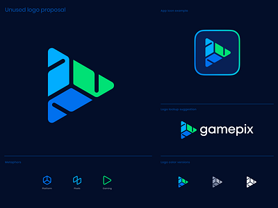 Gamepix Unused Logo Proposal app icon blockchain circuit connections cube e commerce for sale game gaming isometry logo pixels play button unused
