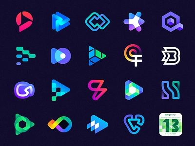 My Entry to Logolounge Book 13 blockchain bolt branding collection enterprise fintech gaming gradient icon identity it logo logofolio logoluonge pixel play portal saas startup tech