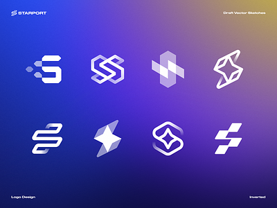 Draft Vector Sketches for Starport altcoin app blockchain branding code connection cosmos crypto cryptocurrency currency defi ethereum fintech gradient icon letter s logo software star vector