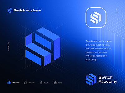 Switch Academy Branding Identity arrow blockchain brandbook branding coding crypto developer education engineer identity it letter s logo network nft pattern programming software tech training