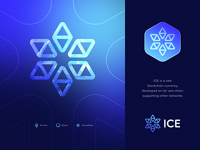 ICE Logo Design arrow blockchain branding coin crypto cryptocurrency currency defi exchange gradient ice icon identity logo market nft snow snowflake star token