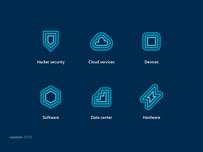 Branding icon set branding identity cloud data center geometry hardware icons it lineart rhythm security software