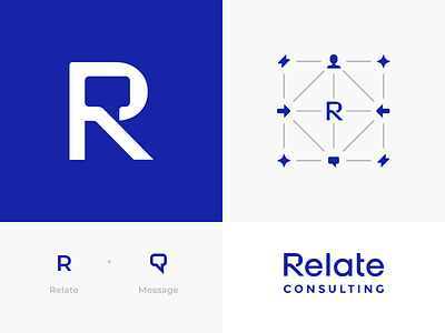 Relate Consulting Logo Concept branding branding identity communication concept connection consulting icons lettering logo marketing message symbol