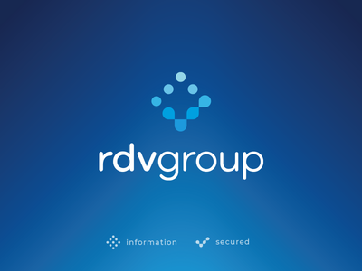 RDV Group final logo branding check dots gradient identity information it logo mark security sign system technology