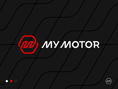 My Motor App Logo auto branding buy car diagram fire flame flat gear shift hexagon icon identity letter m line logo marketplace motor pattern sell wave