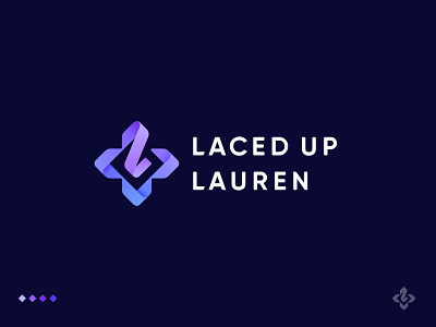 Laced Up Lauren Final Logo 3d arrows branding identity broadcaster controller cross custom typography cybersport d-pad esports gaming gradient icon joystick keyboard laces letter l logo ribbon streamer
