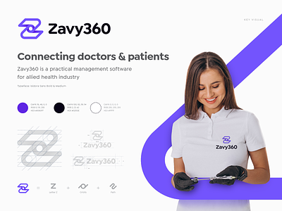 Zavy360 Branding Identity 3d app brandbook branding care custom typography doctor grid health identity lettering logo medical orbit path patient pattern software whirlpool z