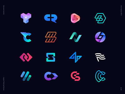 Logos Collection 2019. Unused Marks app blockchain bolt branding chat check mark code coin diagram gradient identity logo minimal mobile play plus toggle unused wifi wing