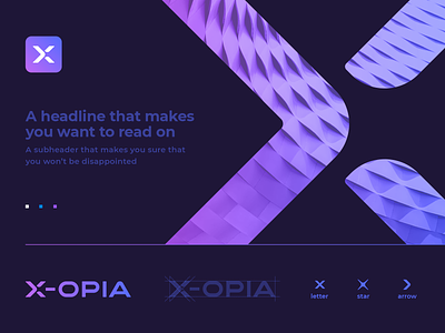 X-Opia Logo and Brand Identity Concept advertising app icon arrow brandbook branding cross crossroad exhibition galaxy gradient grid icon lettering logo negative space pattern space star typography