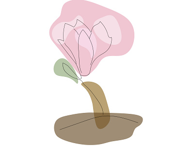 Magnolia in line art adobeillustrator design flower graphic design minimalism onelineart spring vector