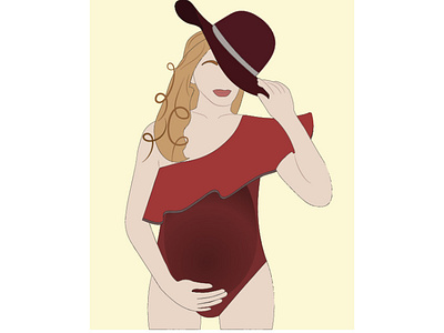 Pregnant woman with hat in flat faceless style faceless hat illustration pregnant summer swimsuit vector woman