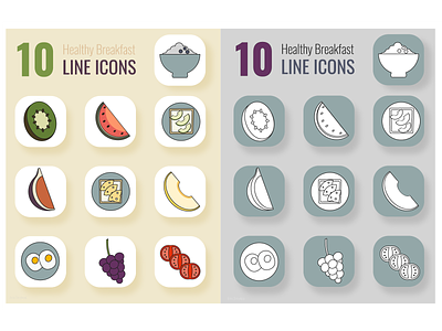 Healthy breakfast line icons