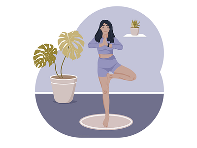 Tree pose from yoga adobeillustrator fitness health plants poster treepose vector woman yoga