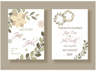 Wedding invitation in rustic style