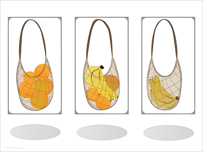Ecobags with fruits adobeillustrator bananas eco ecological fruits graphic design healthy lifestyle noplastic oranges