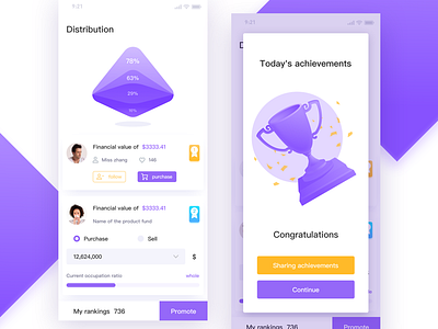 Data financial consumption interface app consumption data finance illustrations interface iphonex purple rankings reward trophies ui
